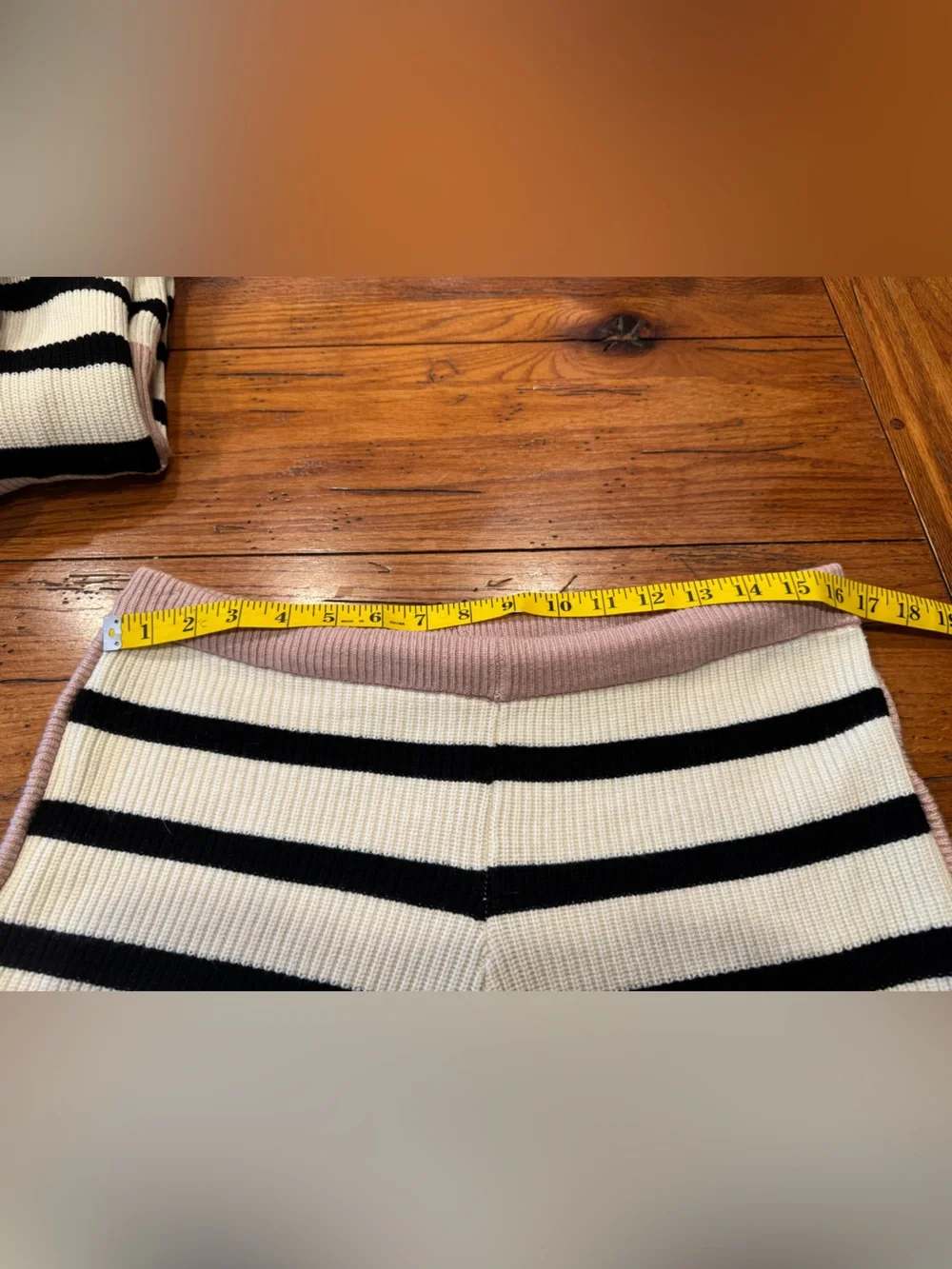 Anthropologie Size XL Striped Knit Cardigan, Crop Top & Shorts Set -Pink & Black - Picture 14 of 15